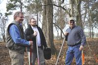 three men planting tree